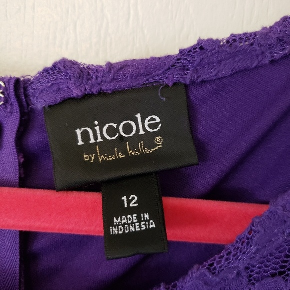 Nicole Miller Purple lace pencil dress lined sz 12 - Picture 3 of 7